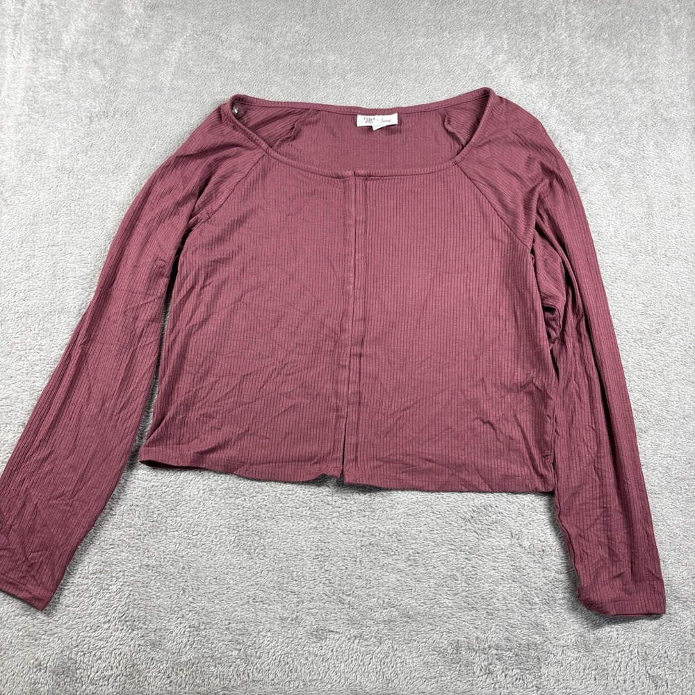 NWT Jenni Style Not Size Missy Long Sleeve Square Neck Crop Top Mauve Size 1X